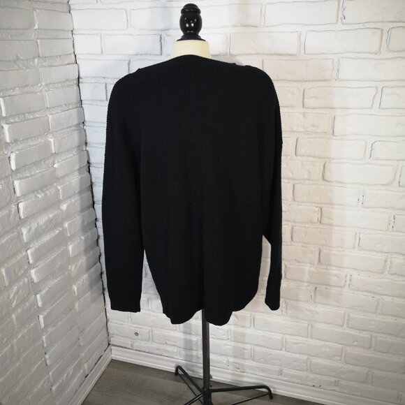 Kersh Ladies Size XXL Black Waffle Knit Merino Wool Blend Round Neck Sweater - Picture 2 of 9